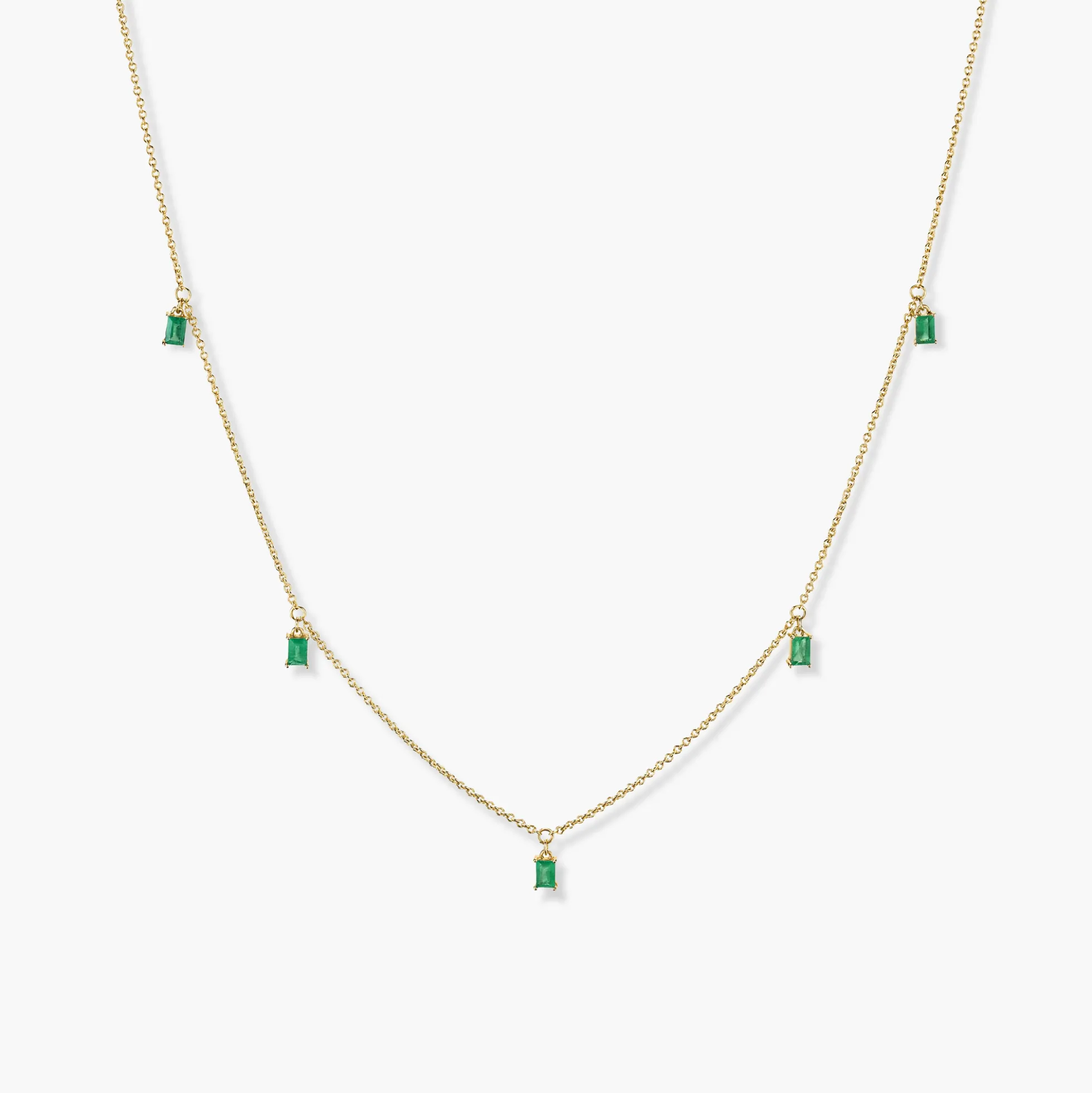 Baguette Gemstone Station Necklace