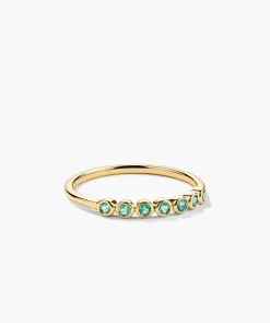 Bezel Emerald Half Eternity Band