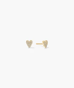 Mini Heart Pavé Diamond Stud Earrings