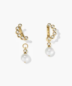 Remy Gemstone Pearl Charm Hoops