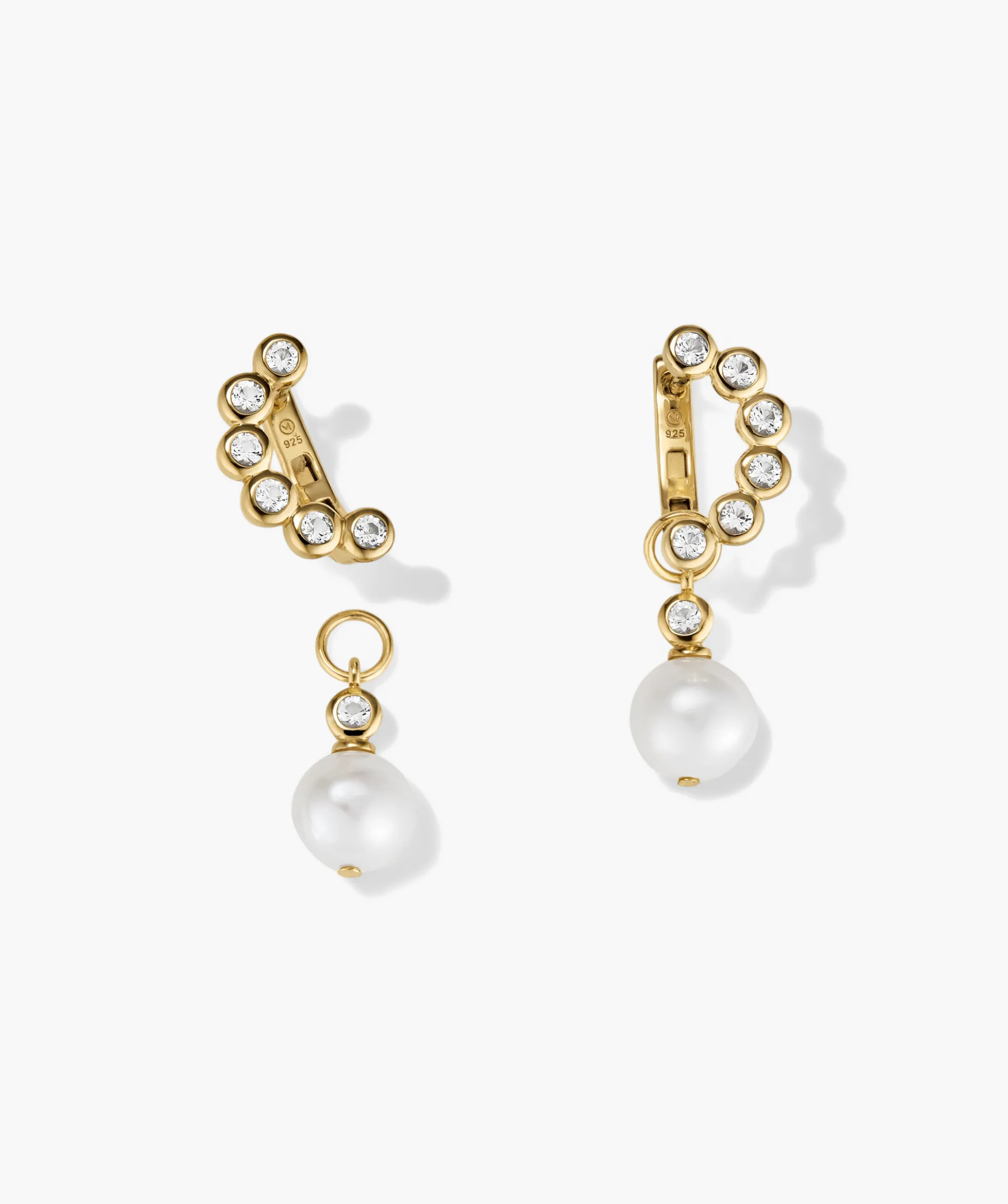 Remy Gemstone Pearl Charm Hoops