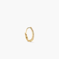 Single Pavé Diamond Huggie Hoop