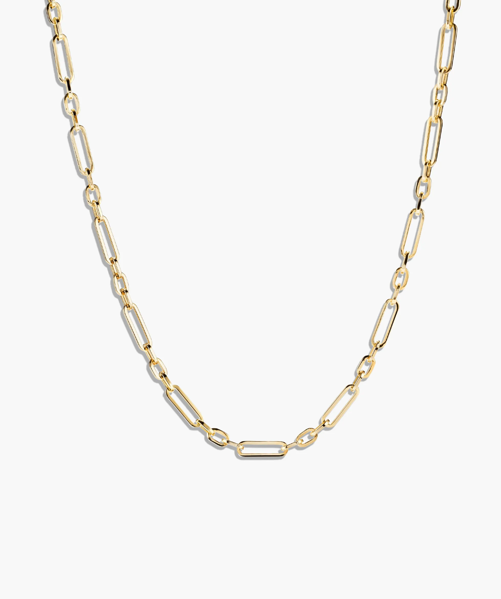 Triple Link Paperclip Chain Charm Necklace